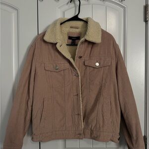 Women's Pink Corduroy Jacket with Sherpa Lining